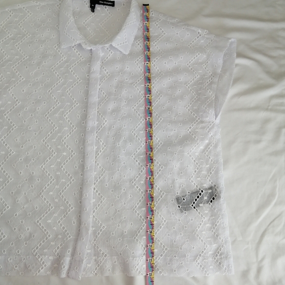 The Kooples Eyelet Embroidery White Button Up Medium - Picture 14 of 16